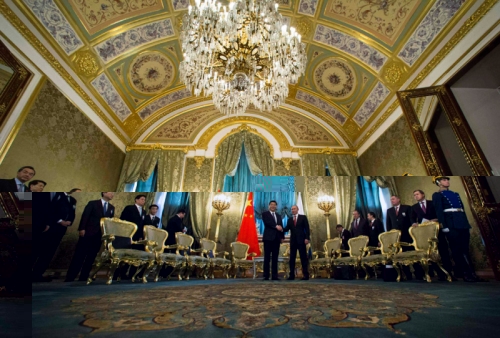 圖為習近平今年訪問俄羅斯,和普京會晤時的照片。近期以來,西方國家關於中俄組成“反美軸心”的言論越來越多。