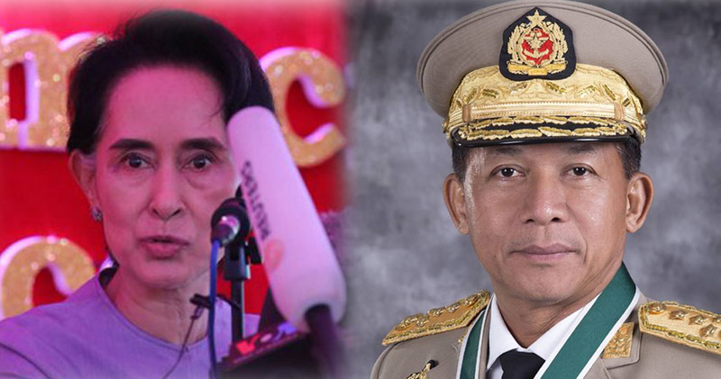 昂山素姬(左圖)領導的反對派大選中獲大多數議席,軍方首長敏昂蘭(右圖)表示,會與新政府合作。(資料/facebook圖片)昂山素姬(左圖)領導的反對派大選中獲大多數議席,軍方首長敏昂蘭(右圖)表示,會與新政府合作。