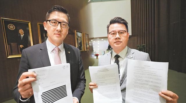 林卓廷(左)及尹兆堅(右)促律政司交代不查UGL案理據。