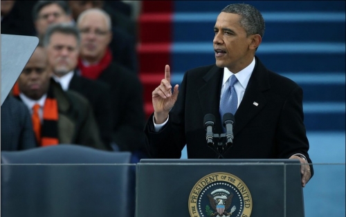 奧巴馬在其第二個總統任期就職儀式上演講。繼續推進“戰略東移、重返亞太”是其既定戰略,只是如何做得更好的問題。